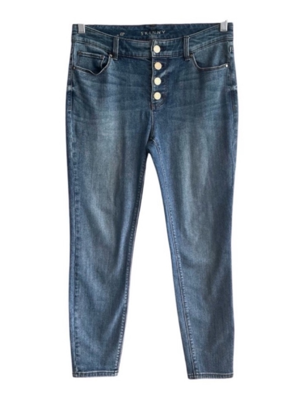 WHBM Skinny Ankle Jeans Button Fly Medium Wash Denim Blue Size 6P